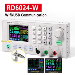 RD6024 RD6018 DC Voltage Regulator 60V 24A WIFI/USB Connection Step Down Voltage Bench Data Storage Power Supply Buck Converter