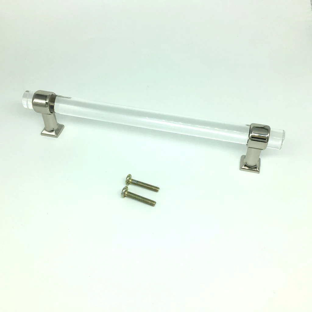 Acrylic Handle Clear Cabinet Knob Modern Drawer Pull Handle Zinc Alloy Kitchen Door Hardware for Interior Room