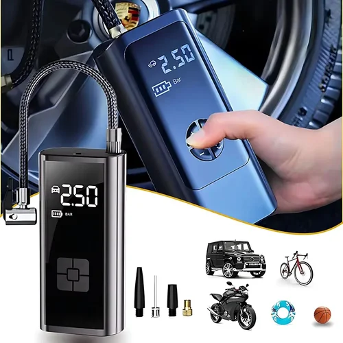 Imagen 1 del producto Bomba de Aire Eléctrica para Auto, Bomba Inflable para Neumáticos con Pantalla LCD, Compresor Inflable Portátil para Motocicleta, Bicicleta y Balones