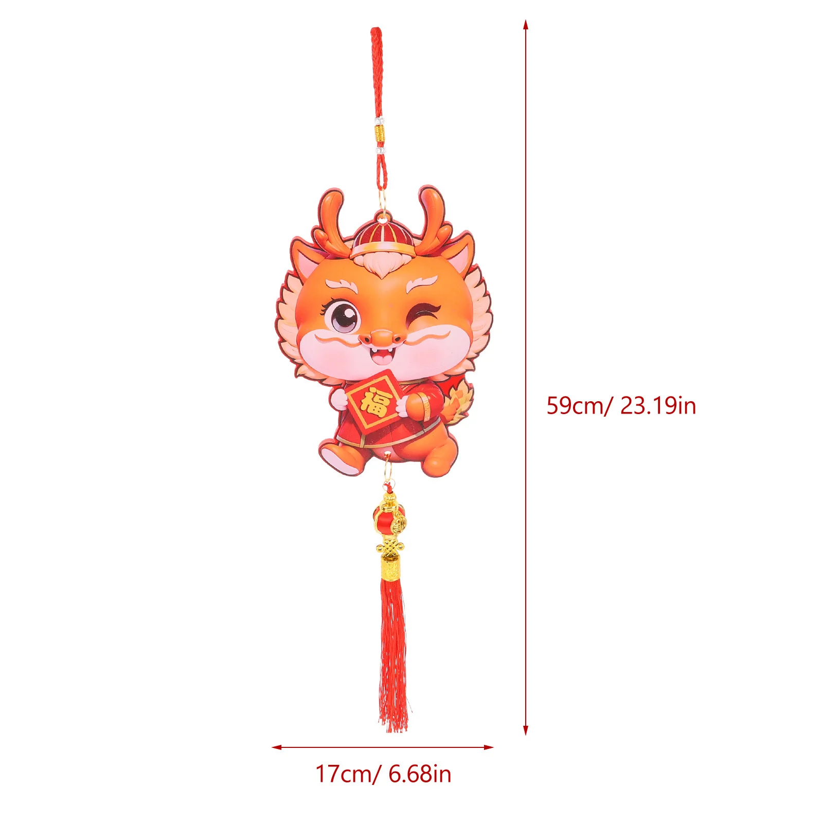 2024 Year of Dragon Chinese New Year Decoration Pendant Red Lucky Charm Hanging Ornament for Home Wall Door Car Bonsai Festival