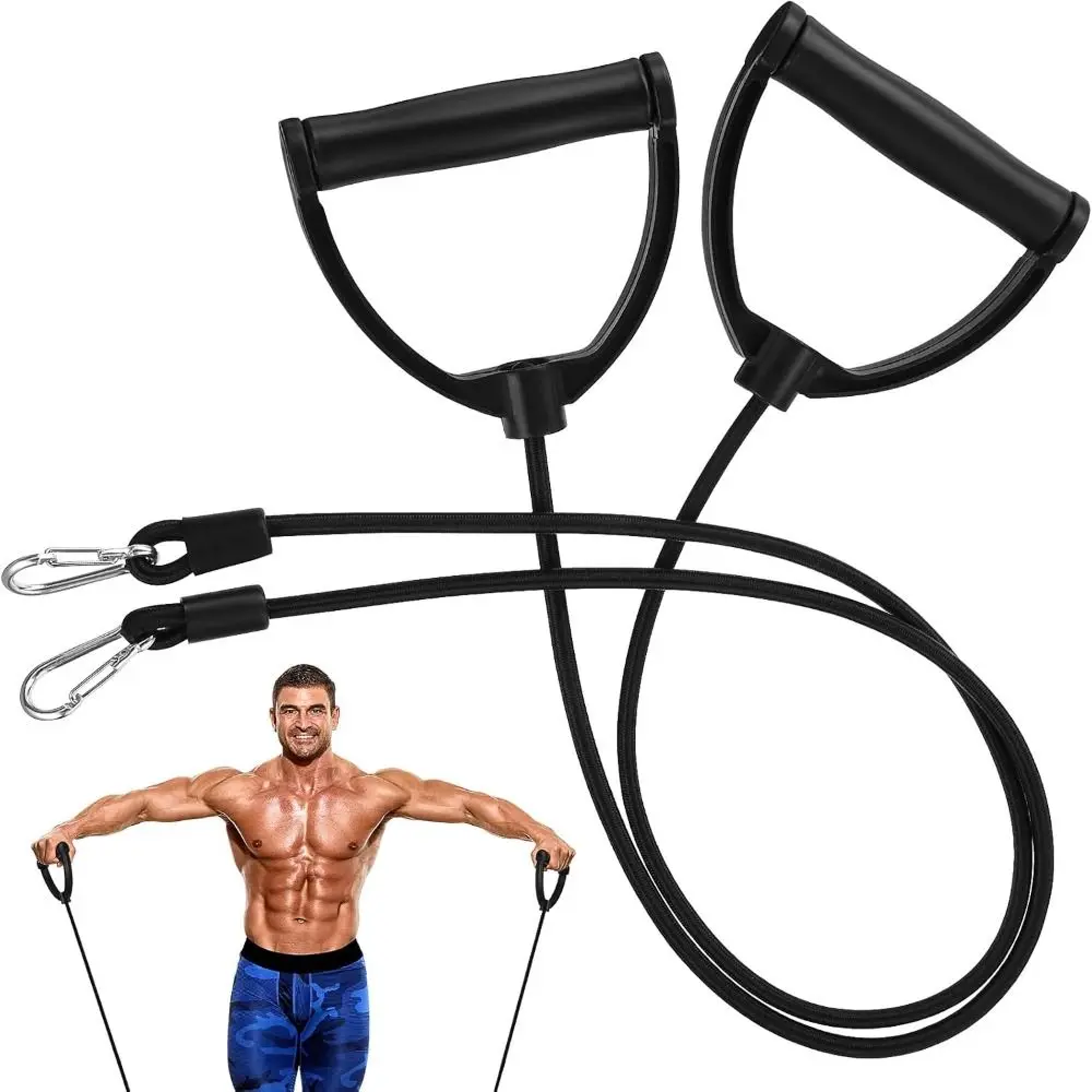 Bandas de Resistencia de Goma Negras para Entrenamiento de Fuerza, Banda de Goma de Alta Elasticidad con Mosquetón para Ejercicios