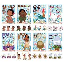 24pcs Disney Moana Stickers Children's Assembly Jigsaw Puzzle DIY Jigsaw Stickers Decorations Children's Educational Party Toy