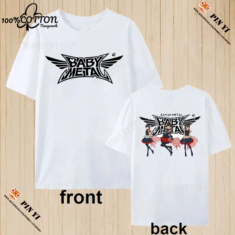 클래식 패션 일본 헤비 메탈 아이돌 밴드 BABYMETAL 헤비 메탈 프린트 여성 코튼 티셔츠 Y2K 통기성 캐주얼