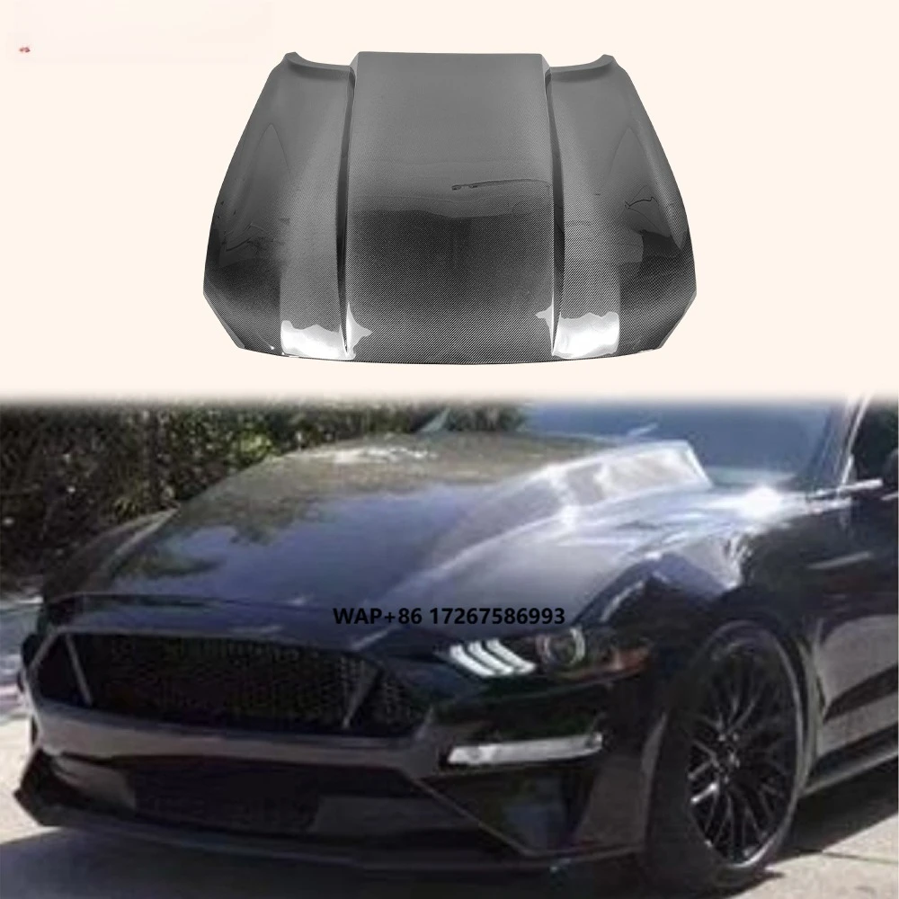 

For Mustang 2Dr 18-23 Only Carbon Supercharged Front Vented Cooling Hood