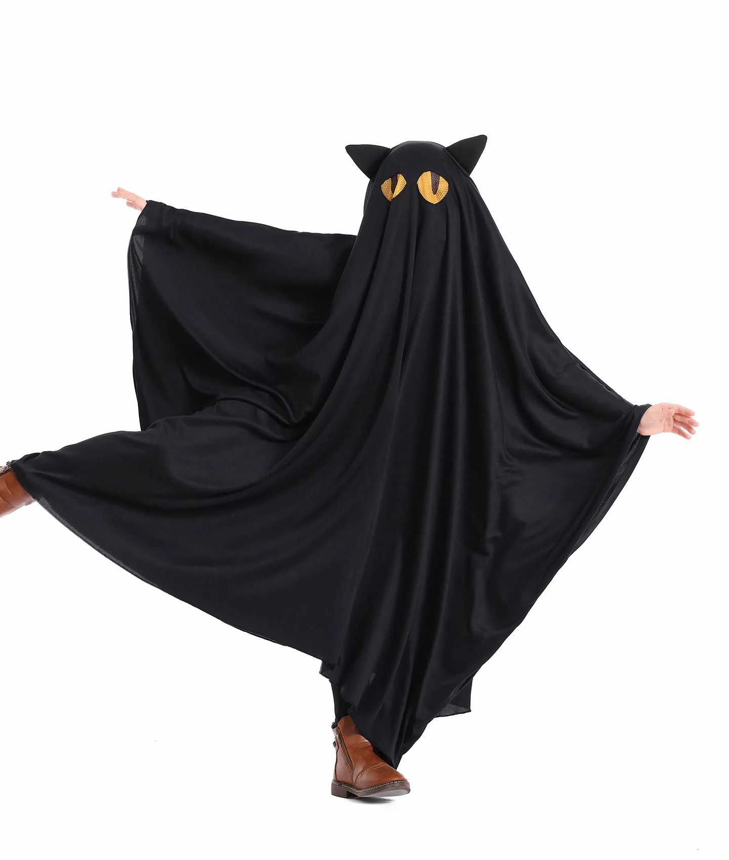 Kostüm für Kinder, Halloween-Geisterkostüm, weicher, lockerer Kapuzenmantel, süßer Kürbis, schwarze Katze, Geisterumhang, lustiges, gruseliges Party-Cosplay-Outfit 2026 – Detail 10
