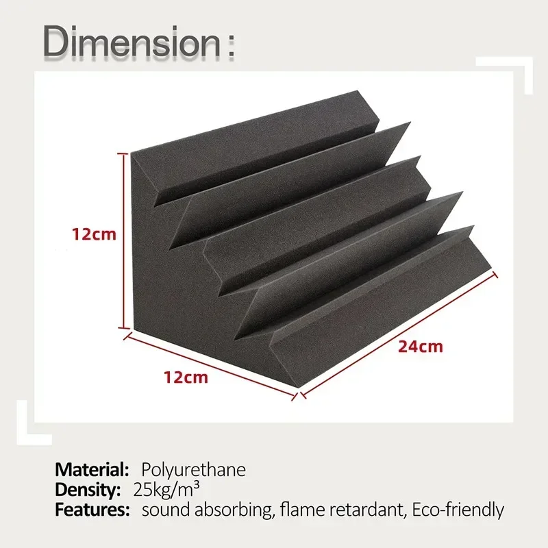 Make Friend Bass Traps 12/24Pack Acoustic Foam 12x12x24cm Soundproof Insulation Panels Corner Low-Frequency Sound Absorption