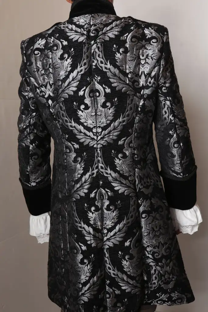 Men’s Renaissance Victorian Gothic Brocade Jerkin Coat Colonial Pirate Captain Trench Coat Gothic Vampire Costume Jacket Custom