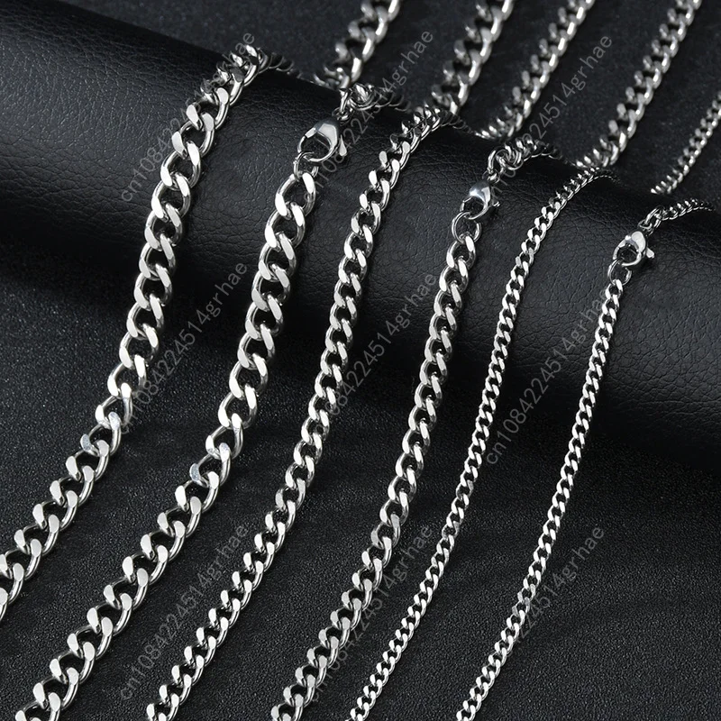 Podstawowe punkowe naszyjniki ze stali nierdzewnej 3,5,7 mm typu curb cuban dla mężczyzn i kobiet, czarno-złote łańcuszki, chokery, solidna biżuteria metalowa.