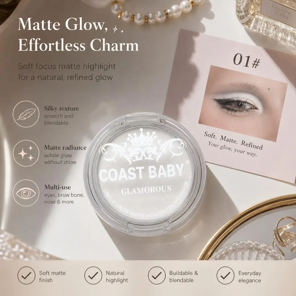 Single Matte Highlighter Palette Matte White Face Nose Brighten Contour Makeup Tea Brown Eye Shadow Lying Silkworm Rouge Powder