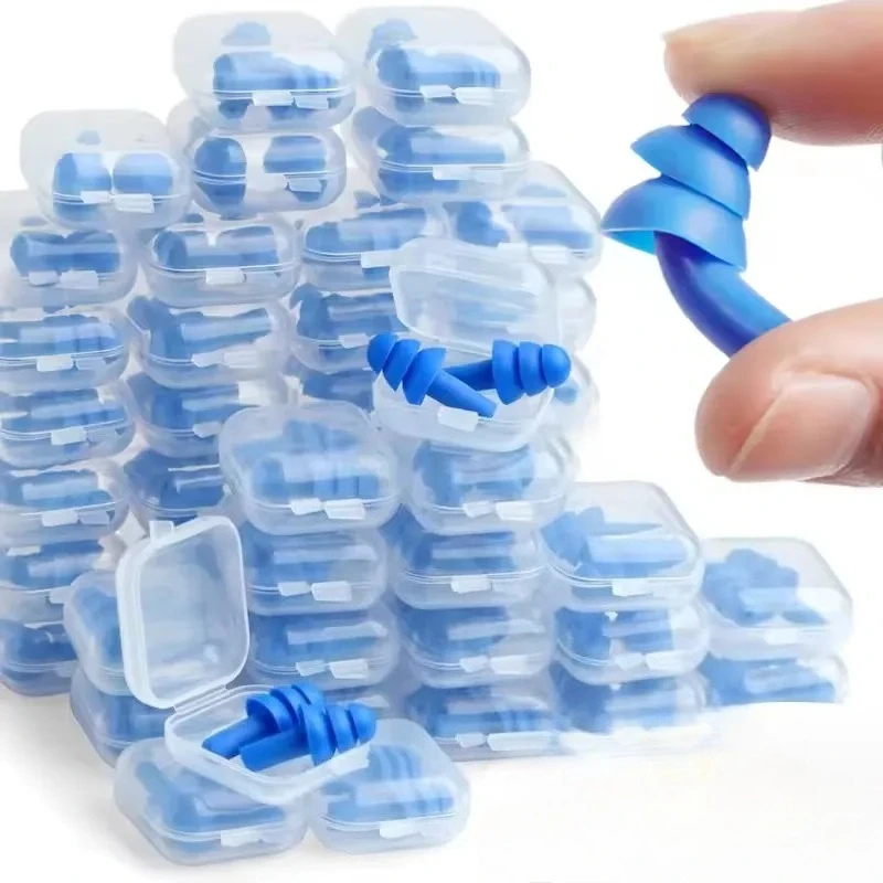 

1 пара берушей для сна с шумоподавлением, многоразовые силиконовые берушки для блокировки звука, летние водонепроницаемые берушки для плавания с коробкой