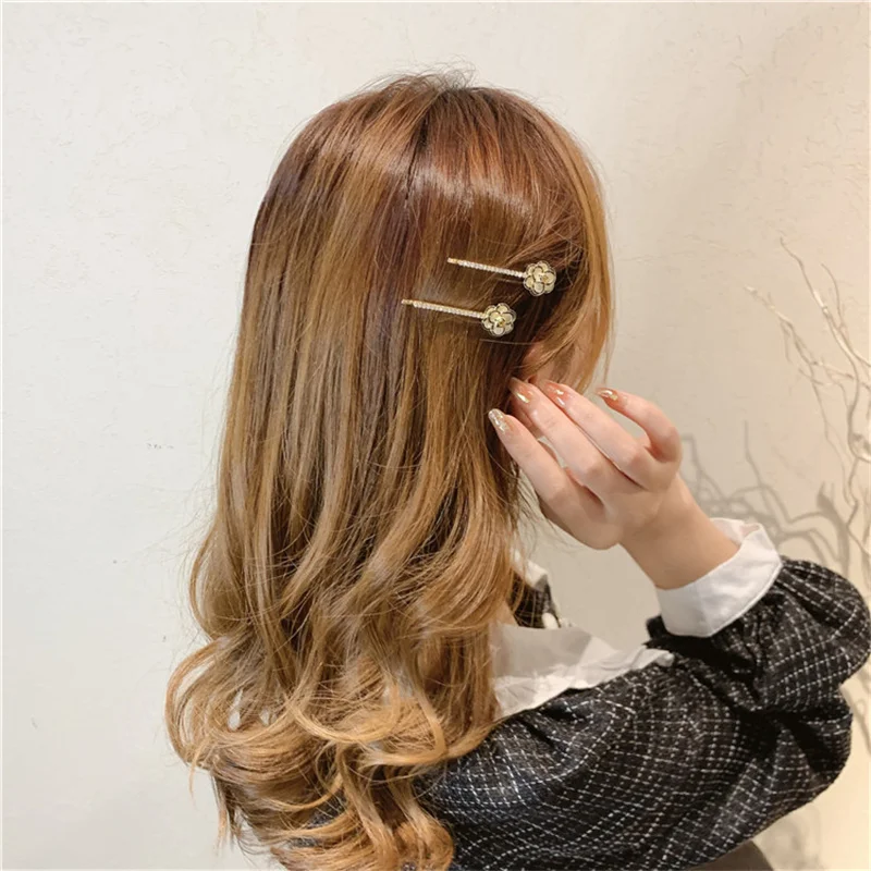 Gioielli di lusso fermagli per capelli camelia clip laterale di perle accessori per capelli per le donne fermagli per capelli in cristallo di