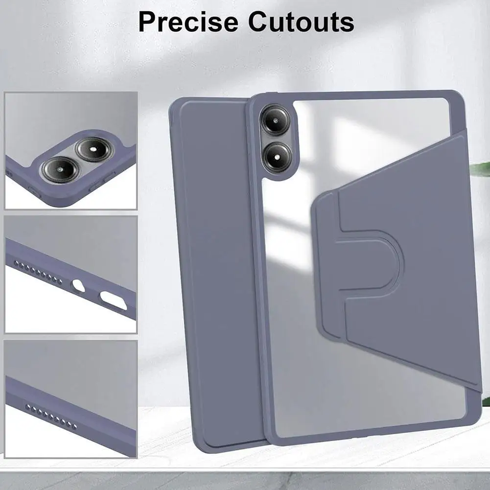 

For Xiaomi Redmi Pad 2 Pro PU Leather Flip Cover 360 Rotating Stand Case With Pen Holder Full-Body Shockproof Protective Case