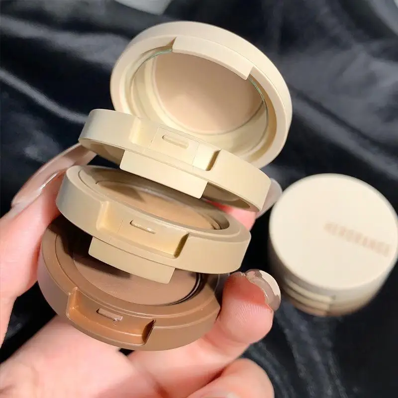 HERORANGE-paleta de rubor de contorno de sombra de ojos Tri Color, acabado mate, larga duración, no se decolora, Maquillaje facial multiusos para mujer