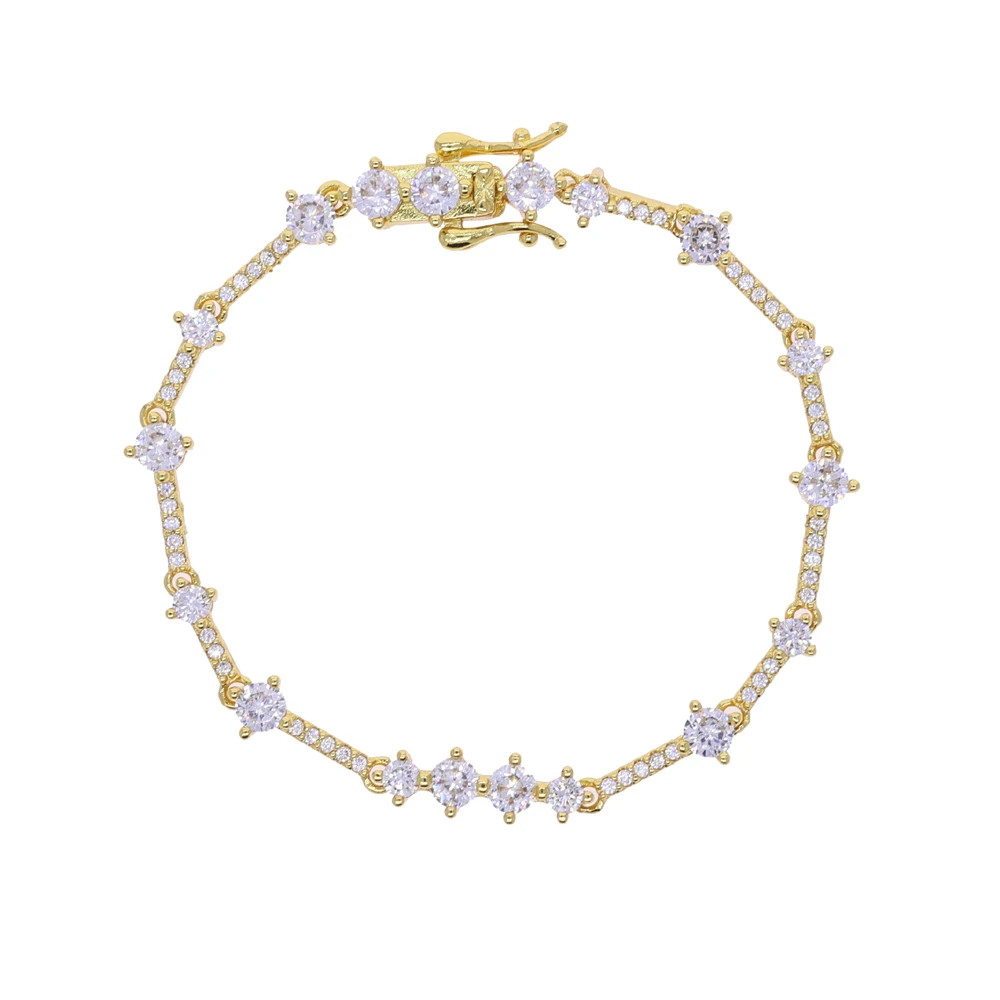 

2025 NEW Fashion Geometric Round zircon Women's Bracelet Necklace Elegant Fine Chain Wristband Banquet Jewellery