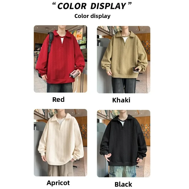 

Мужская модная свободная спортивная толстовка для активного отдыха и велоспорта, весенне-осенний трендовый пуловер с отложным воротником