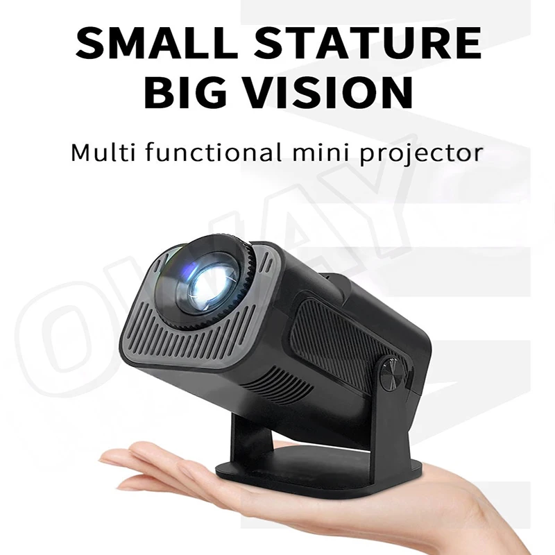 أحدث جهاز عرض لعام 2025 HY320-B جهاز عرض صغير 4k ذكي يعمل بنظام أندرويد 13 واي فاي جهاز عرض صغير بتركيز يدوي جهاز عرض منزلي محمول