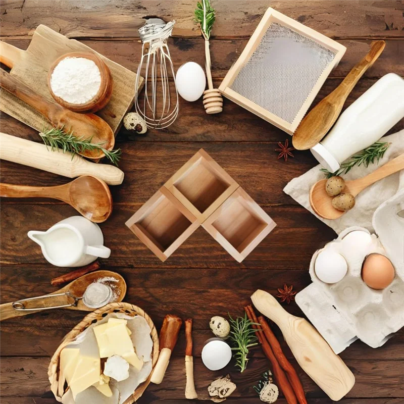 ABDJ-الثقافة اليابانية 2 قطعة كوب ساكي خشبي صندوق ماسو خشب على شكل حرف L 3.23 بوصة مربعة × 2.2 بوصة ارتفاع، يحمل كأس النبيذ متضمن