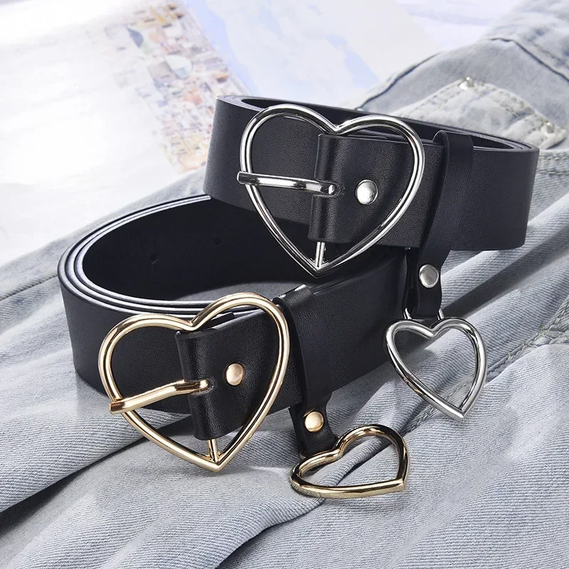 New Sweetheart Buckle with Adjustable Ladies Luxury Brand Cute Heart-shaped Thin Belt High Quality Punk Fashion Belts