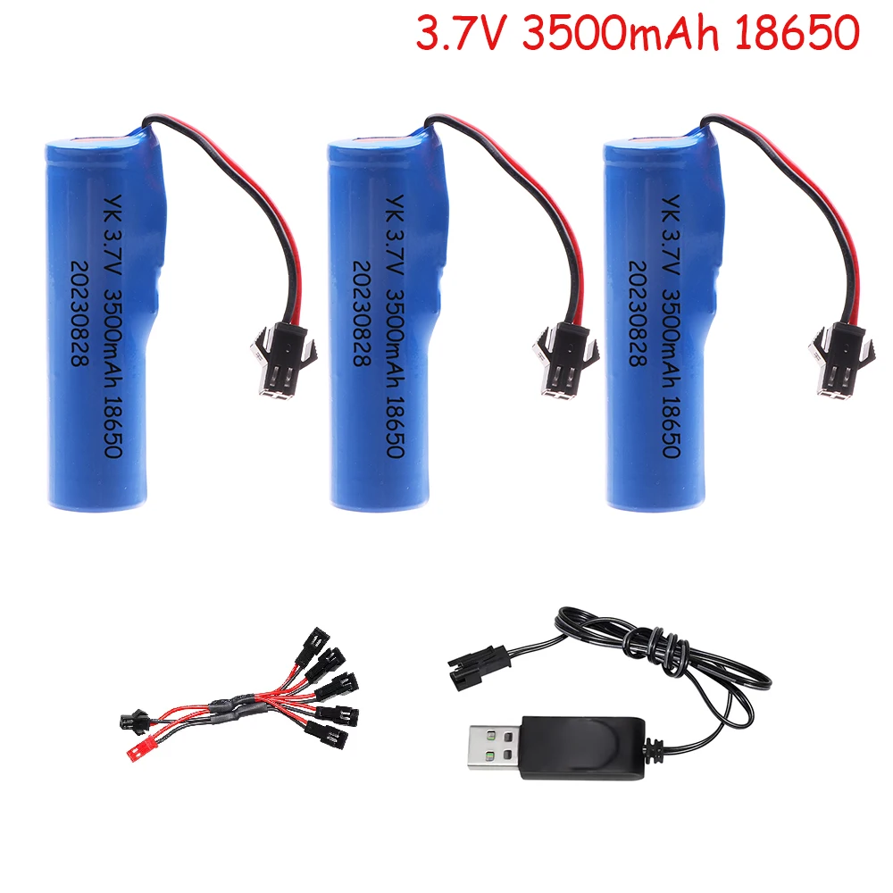 3.7V 3500mAh 18650 Lipo Battery and charger For DE45 Q70 D876 Q85 Rc Car Toys RC Boat Car Water soft Gun Battery Parts 20C 5PCS