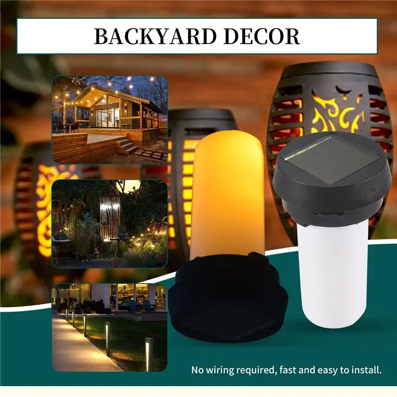 2 Pcs LED Solar Flame Light Lamp Flickering Waterproof Garden Decoration Landscape Lawn Lamp Path Lighting Torch Outdoor-AT36