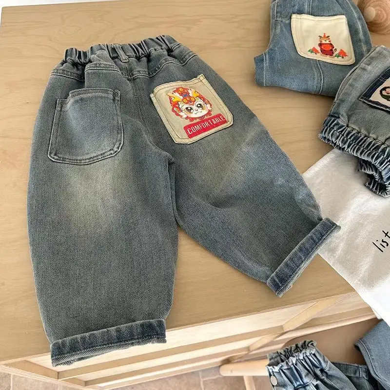 Erkek Jean pantolon uzun pantolon Denim 2024 ucuz bahar sonbahar bebeğin çocuklar gençler yüksek kalite okul çocuk giyim
