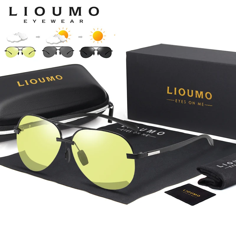 LIOUMO Ultralight Sunglasses For Men Polarized High Quality Photochromic Sun Glasses Night Vision Driving Glasses lentes de sol