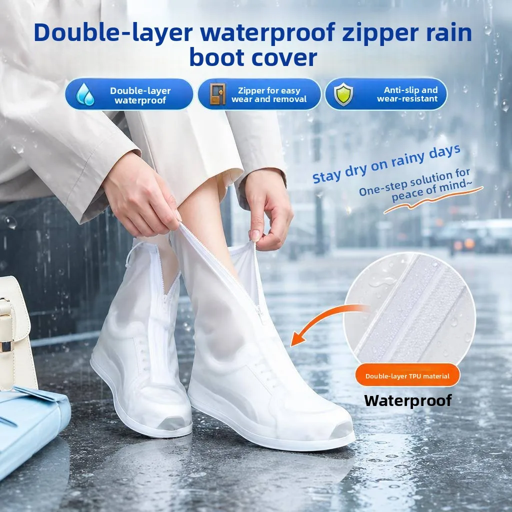 厚底防水滑り止め大人用レインブーツカバー、旅行用アウトドアユニセックスおしゃれな雨天用シューズカバー、pvc素材