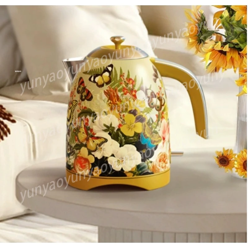 Retro Electric Kettle 304 Stainless Steel Auto Power-Off Narrow Mouth Household Water Boiler Vintage Kitchen Appliance