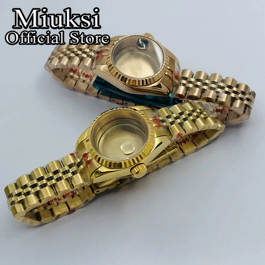 Miuksi 26mm silver gold watch case sapphire glass silver black green dial fit NH05 NH06 movement