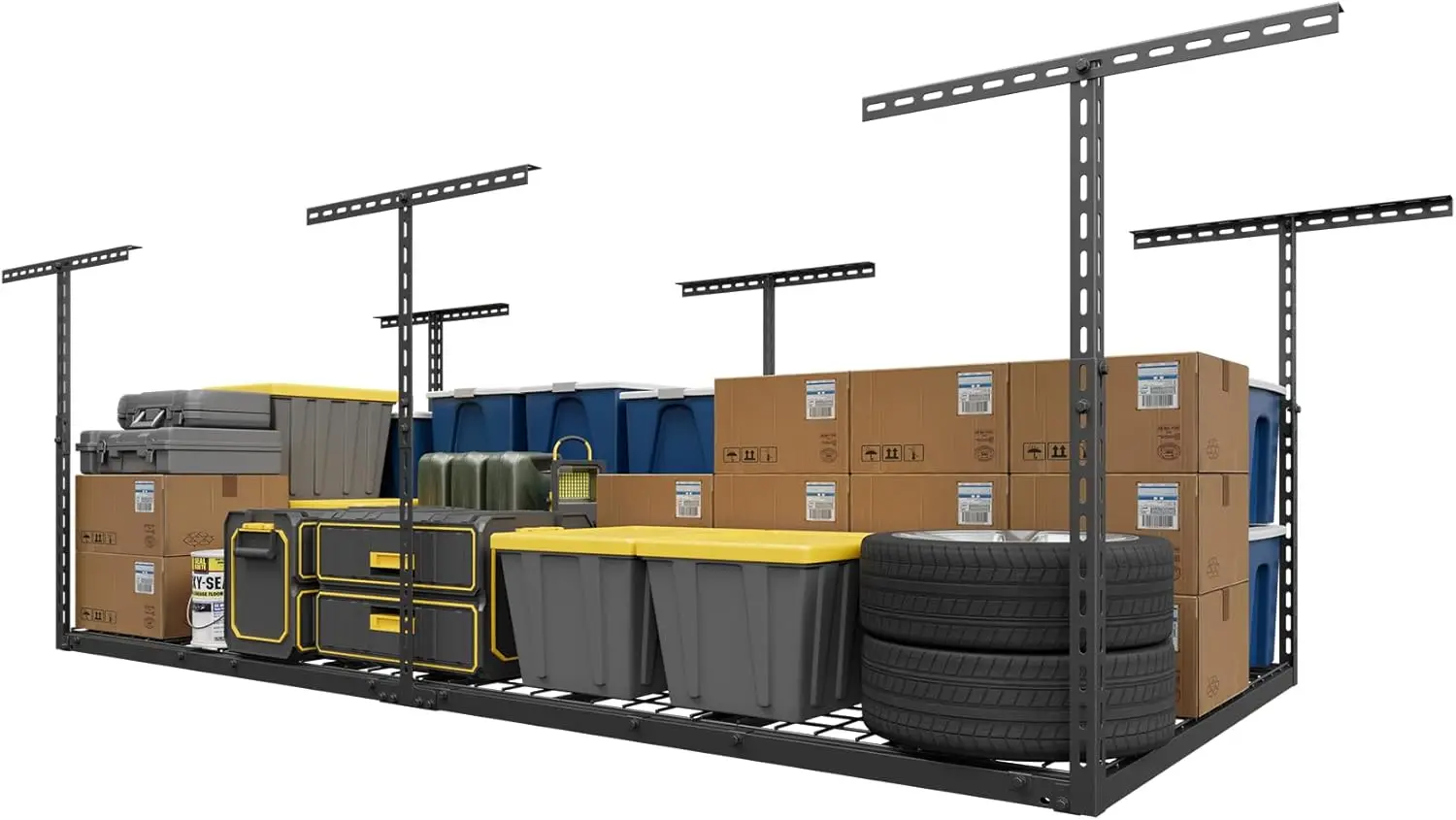 

4X8FT Overhead Garage Storage Rack, Adjustable Height 26-40 Inches, Heavy Duty Metal Organizer with 750LBS Capacity