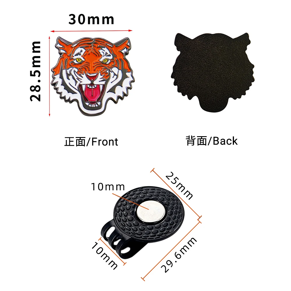 1 Pc Golf Cap Clips With Magnet Removable Metal Golf Hat Clip Magnetic Marker Unique Tiger Design Golf Accessories Drop Ship