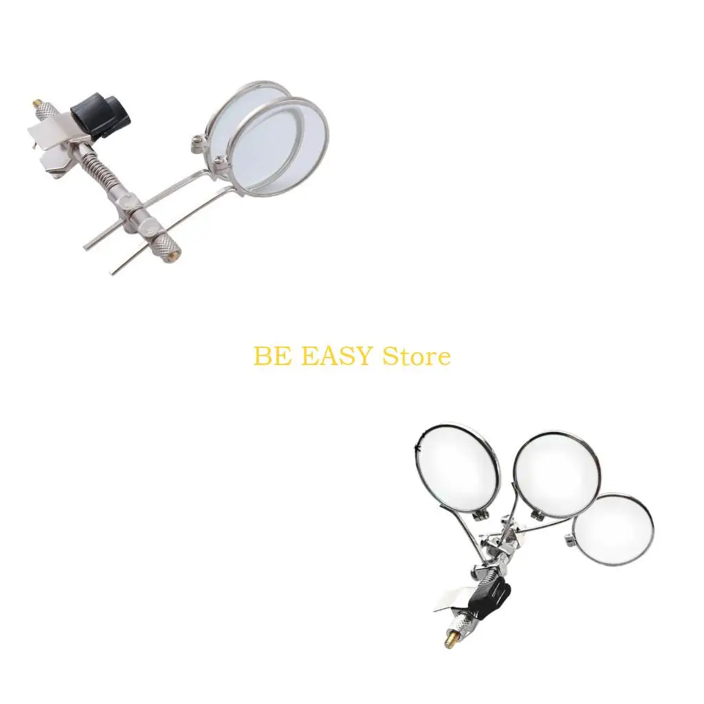 E28F Handsfree Optics Glass Clip Magnifier with Spring Clip and Metal Support Multipurpose Viewing Aid  for Watch Repair