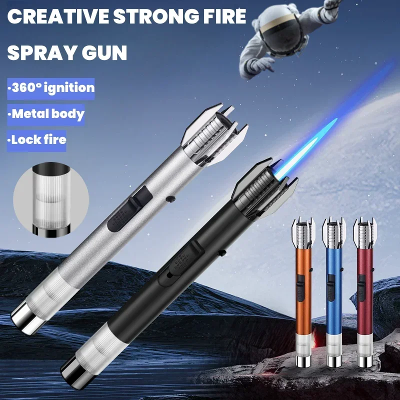 

High Temperature Spray Gun Igniter, Outdoor Barbecue Lighter, Visible Gas Window, Direct Spray Cigar Lighter With Lock Fire