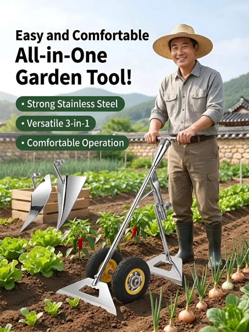 Multifunctional Agricultural Tool 3-In-1 Garden Hoe Adult Farming Hand Hoe For Gardening Weeding And Soil Loosening