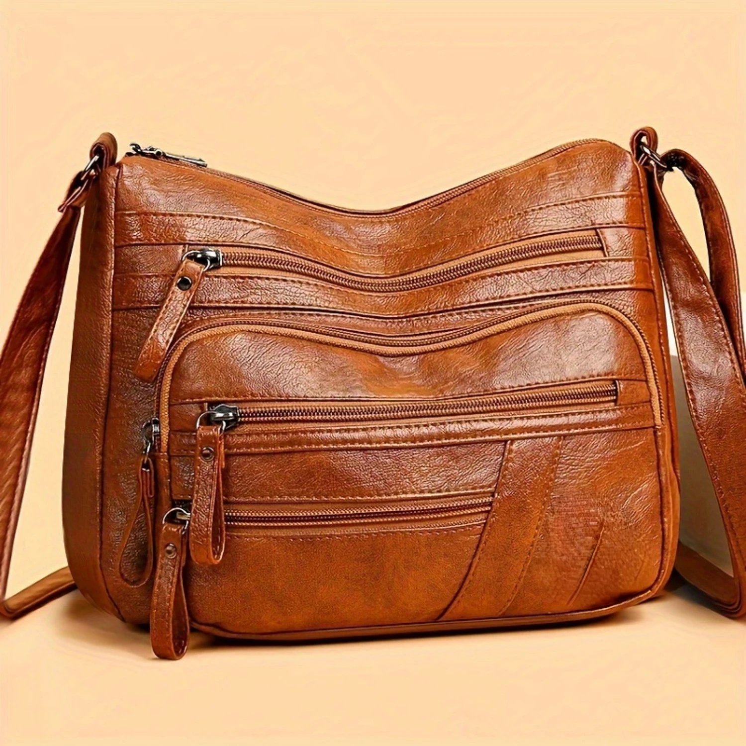 

Solid Color Hobo Bag, Vintage Crossbody Zip Shoulder - Minimalist Design