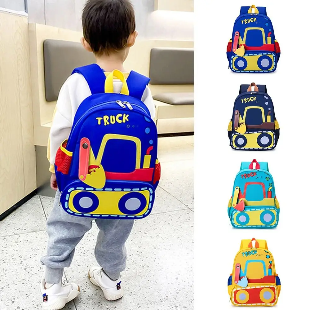 

Cartoon Excavator Children School Bags Adjustable Straps Lightweight Kindergarten Schoolbag Spacious Compartment Baby Backpacks