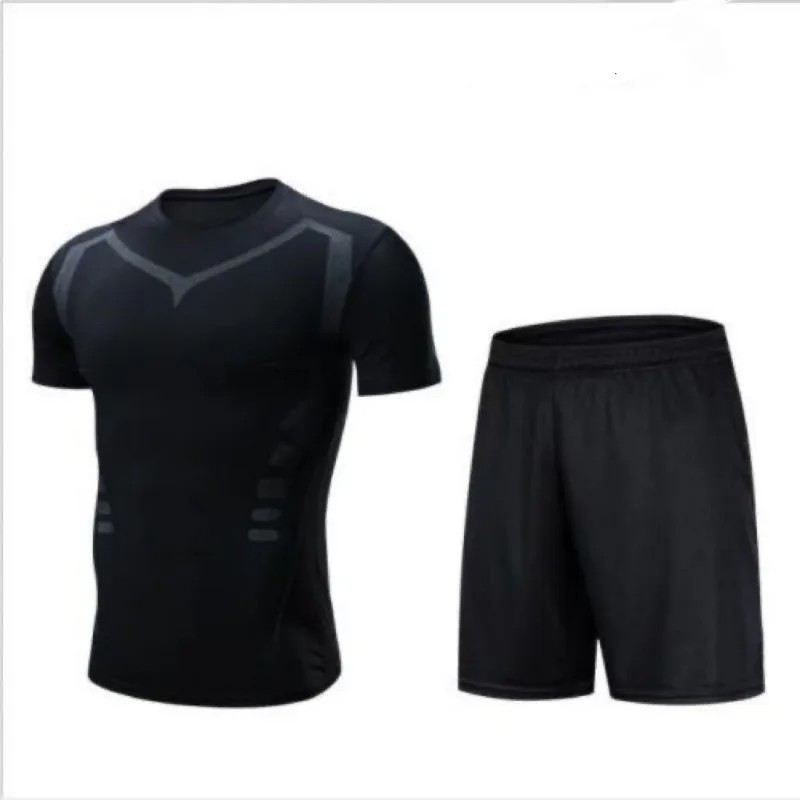 2pcs Sports tight fitting men's quick drying basketball training base sportswear high stretch breathable light and thin suit set