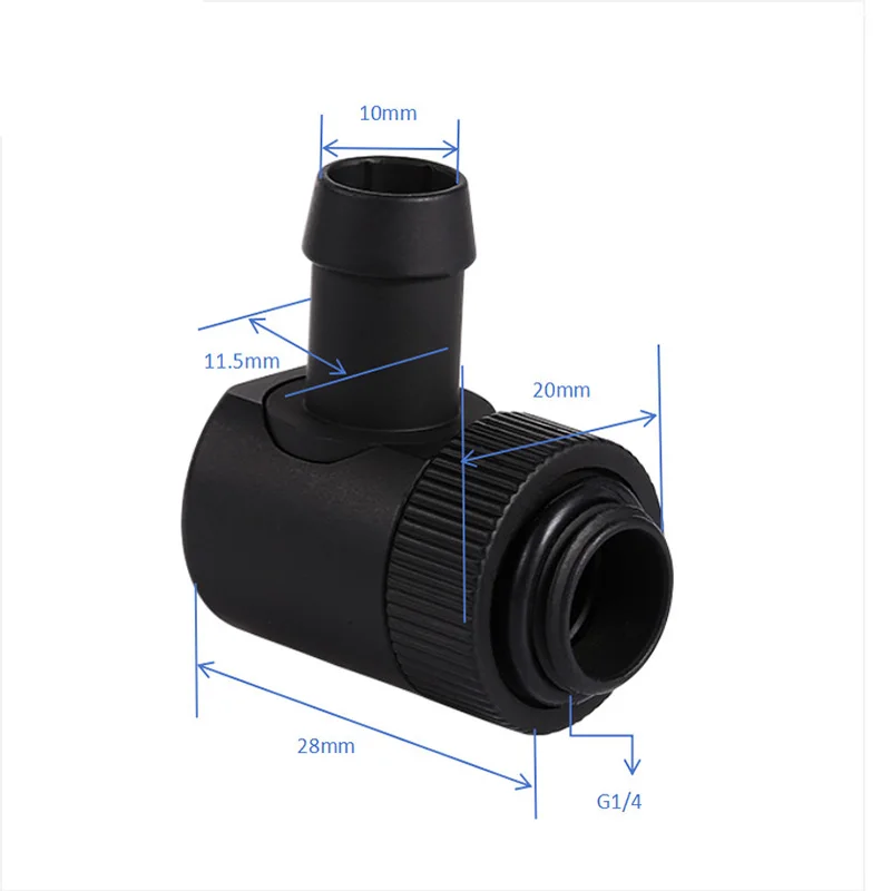 High Quality 90 Degree Rotary Barb Fitting G1/4 Copper Water Cooling Elbow Connector for 3/8