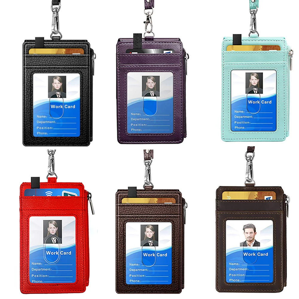 Neck Lanyard RFID Blocking Bus Pass Case Cover Waterproof Name Badge Holder Employee ID Cover ID Card Case Credit Card Holder