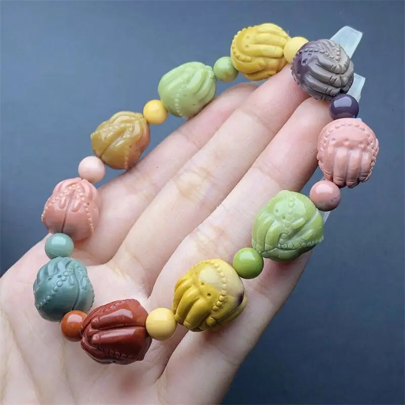 

13MM Natural Alashan Agate Buddha Hand Carving Bracelet Handmade Fortune Energy Bangle Mineral Woman Amulet Jewelry Gift 1PCS