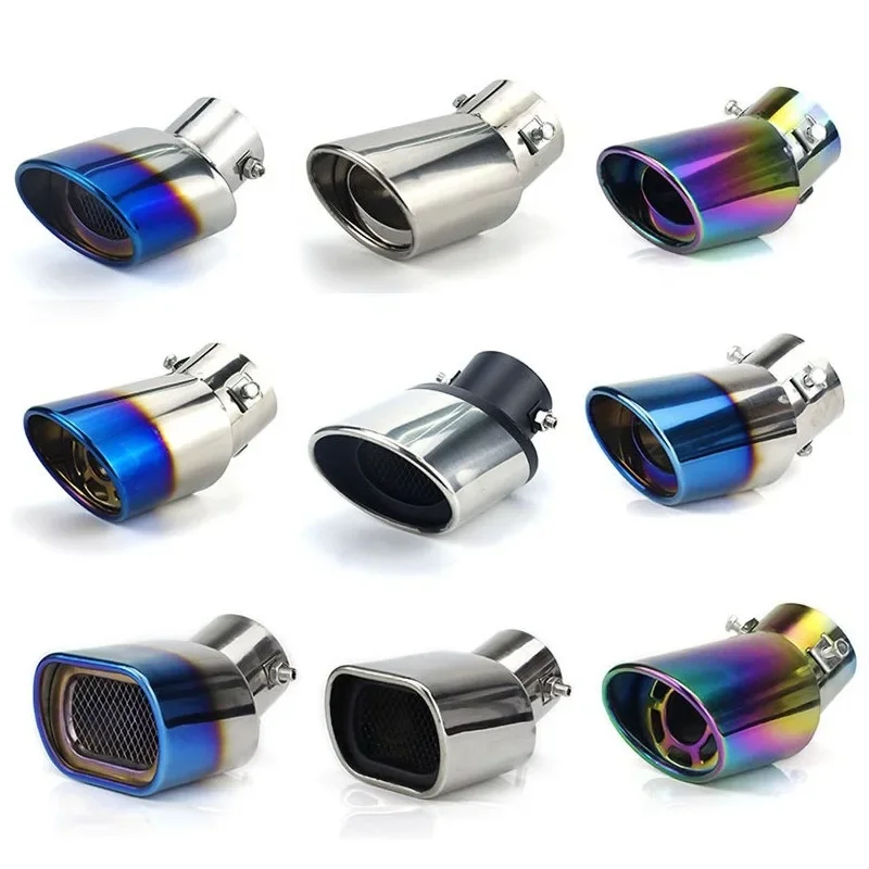 Stainless Steel Universal Modification Car Exhaust Pipe Muffler Tail Hood Decoration Single Tube Car Exhaust Universal Tail Pipe