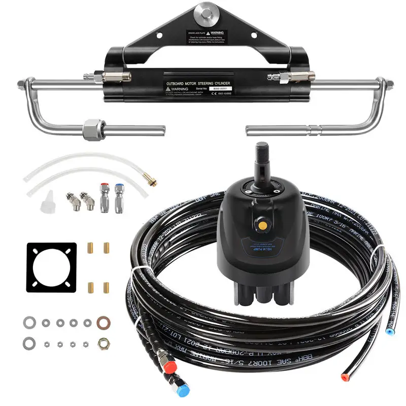 150 HP Marine Hydraulic Steering Helm Pump 3-6m pvc, Stainless Steel Cylinder, Helm Pump, Hose, Steering Wheel Boat Yacht Helm