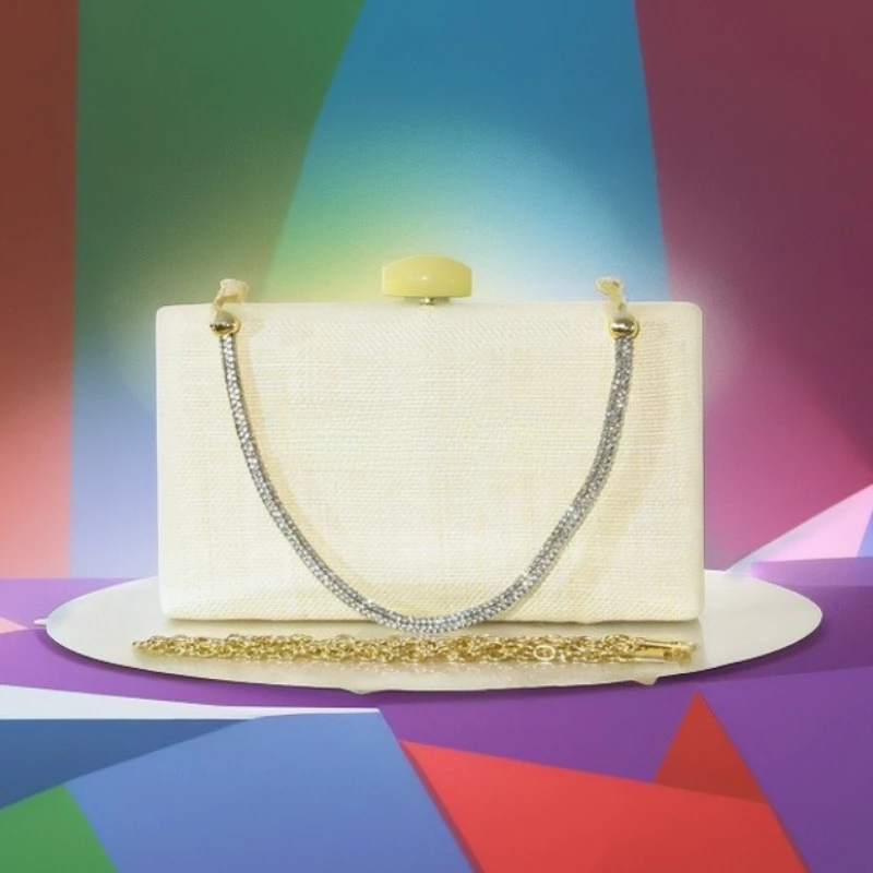 

Straw Chain Diamond Dinner Bag Banquet One Shoulder Crossbody Small Square Unique Handheld Red Luxury Bag Nouveautés Sacs À Main