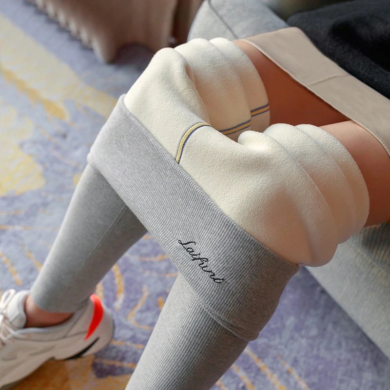 Autumn Winter Thicken Lamb Wool Leggings Women Casual High Waist Stretch Thermal Legging Woman Fleece Line Tights Ankle Pants