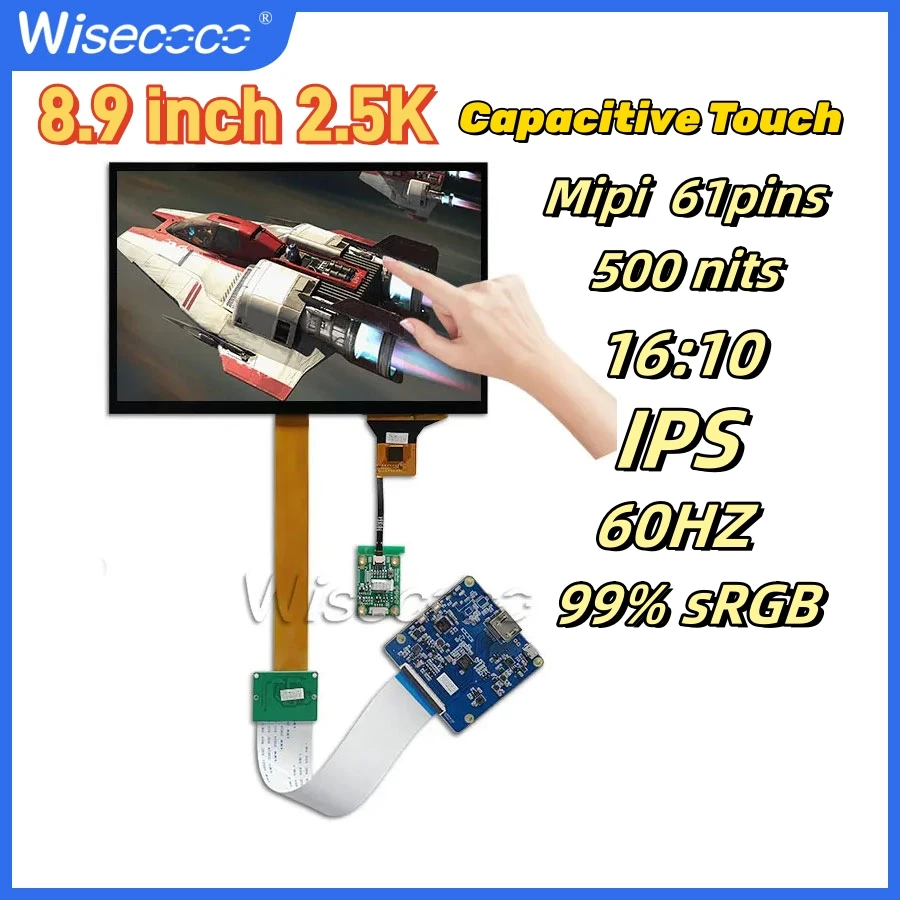 

8.9 Inch 2k IPS LCD Display Capacitive Touch Screen 2560x1600 16:10 MIPI Driver Board For Raspberry PI 3 4B Pad Tablet Wisecoco