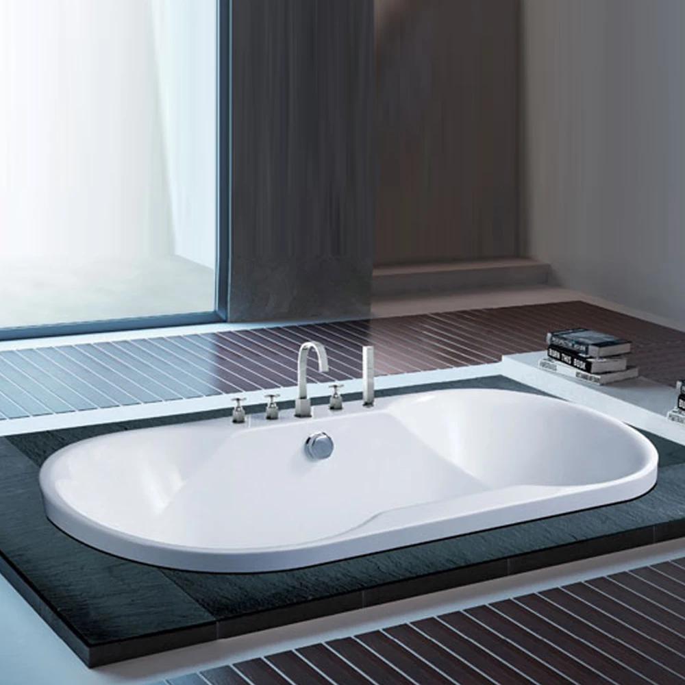 Picture 4: Bathtub for Adult Solid Surface Acrylic Bathtub With Pedal Drainage Built in Bathtub