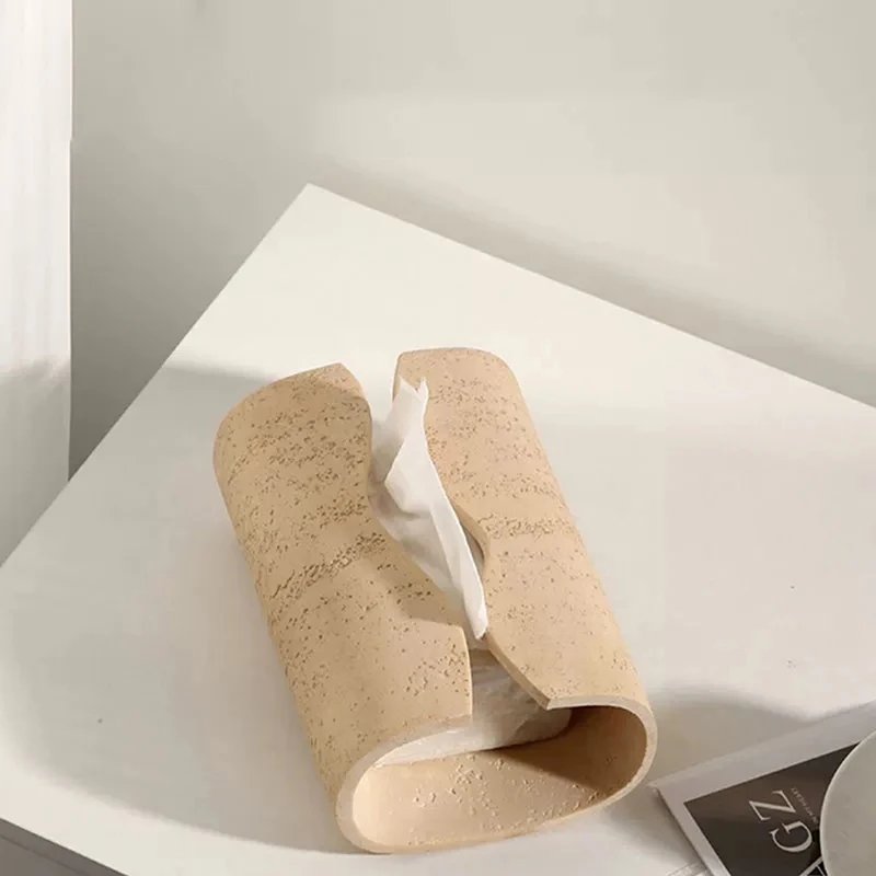 1PC Simple Style Vintage Cave Stone Tissue Box Resin Coffee Table Napkin Paper Organizer Box Bathroom Living Room Decoration