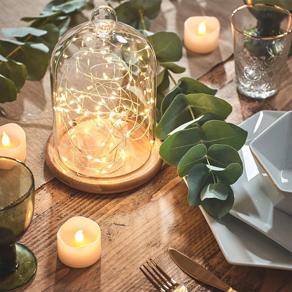 200 متر 2000 المصابيح الجنية سلسلة أضواء الفضة سلك في للشجرة في الهواء الطلق عيد الميلاد عطلة الزفاف حديقة غرفة الديكور