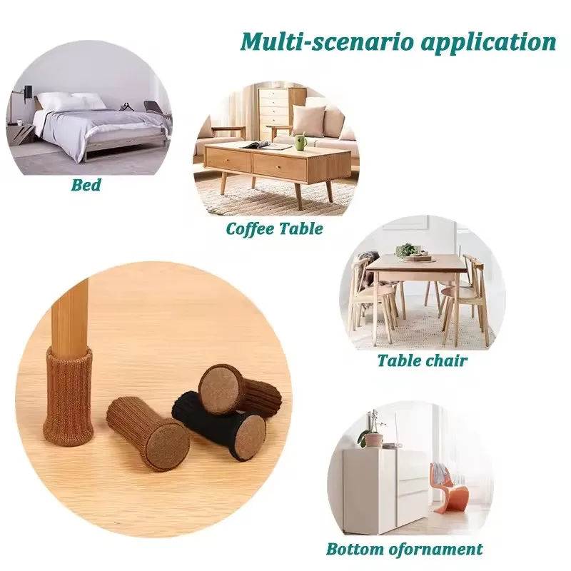 Chair Legs Socks Knitted Silent Feet 16/24Pcs Furniture Floor Protectors Anti-slip Pads Silent Thicken Table High Elastic Covers