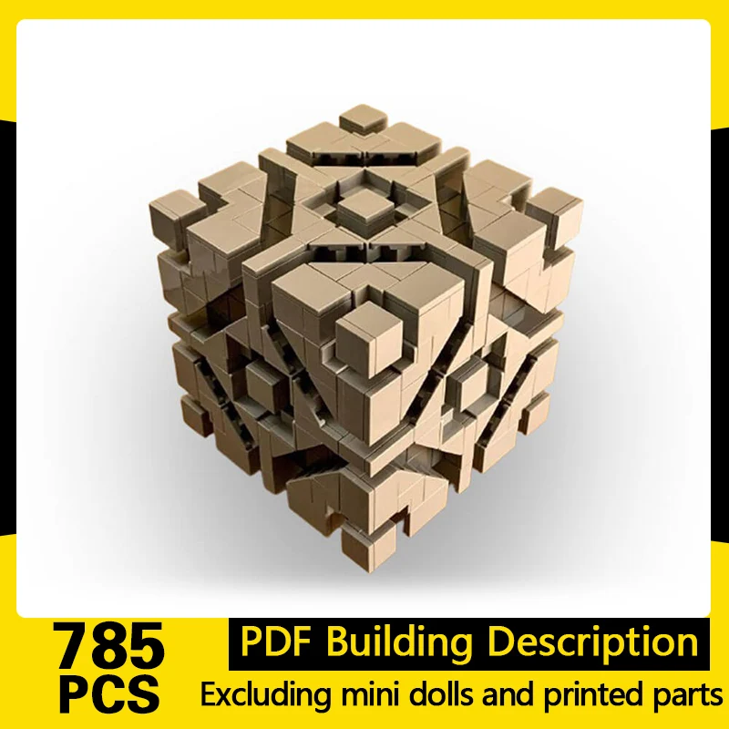 Creative Model MOC Building Bricks 3D Cube With Geometric Carving Style Modular Technology Gifts Holiday Assemble Toys Suit